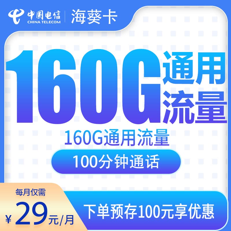 电信海葵卡29元160G+100分钟【只发安徽】产品图
