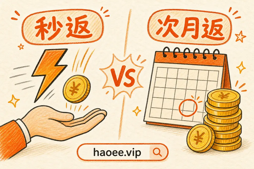 号易秒返与次月返对比：秒返到账快、次月返佣金更高 - haoyi.online